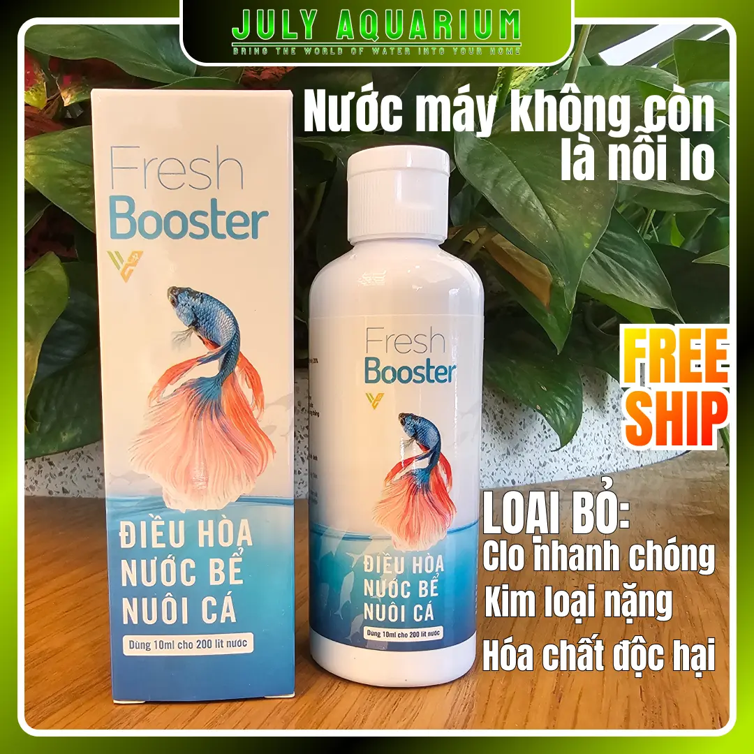 Fresh booster - Khử clo và các chất độc hại, loại bỏ kim loại có trong nước, điều hòa nước bể nuôi cá  giúp cá luôn khỏe mạnh, an toàn cho cá, nước máy không còn nỗi sợ cho anh em nuôi cá