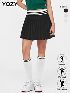 YOZY Women's Striped Print 2 in 1 Sports Skort, Casual Comfy Breathable Tennis Skort for Daily Wear, Ladies Sportswear for Indoor Outdoor Wear