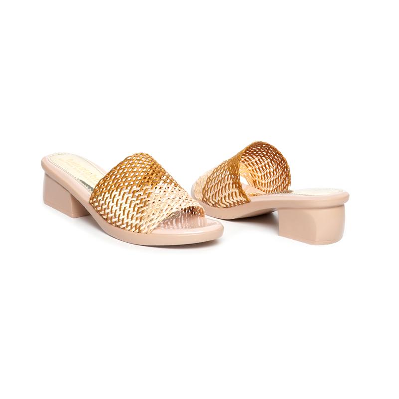 Dép Nữ Đế PU Kem Siêu Nhẹ Cao 5cm Hanatabi Quai Lưới Bigsize (35-42) Mã HNDE5F1102 5