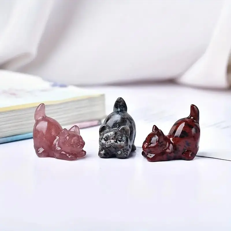 Cute Cat Design Crystal Ornament, 1 Count Creative Animal Design Decoration Craft, Desktop Decorative Ornament for Home Office 2