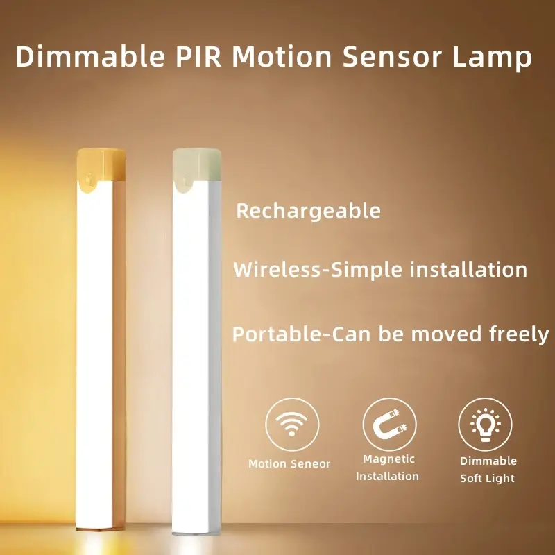Wireless Rechargeable LED Motion Sensor Cabinet Light - Ideal for Closet, Kitchen, Wardrobe, Stairs - Battery Operated Night