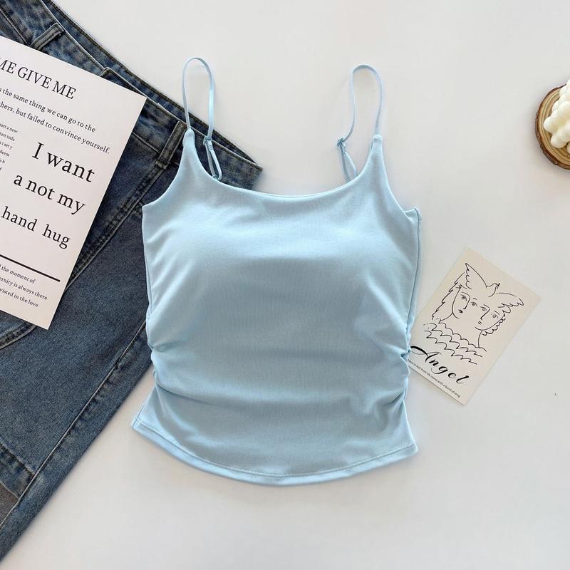 Product Introduction of [ 86k People Collection] Pure Desire Sweet and Spicy Camisole for Women, Inner Wear and Outer Wear, Beautiful Back Strap, Chest Pad, Ruched Design, Slim Fit, Flattering Top for Women 27