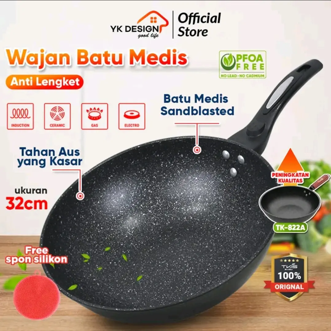 Exclusive Live Racunnuuna merek TKIS By YK Design Wajan Batu Medis Ukuran 32 Cm (NUNA)