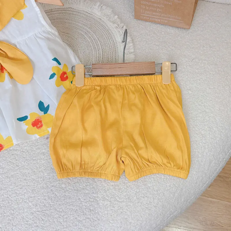 Đồ bộ bé gái nơ vàng Hapykids chất thô hoa mềm mát,bộ quần áo cho bé gái từ 0-6 tuổi (25.B16) 5