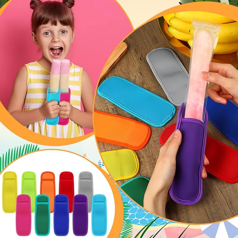 Solid Color Ice Pop Holder, 5 Counts Reusable Ice Pop Holder, Ice Cream Bags, Ice Pop Holder for Outdoor Camping Hiking 5