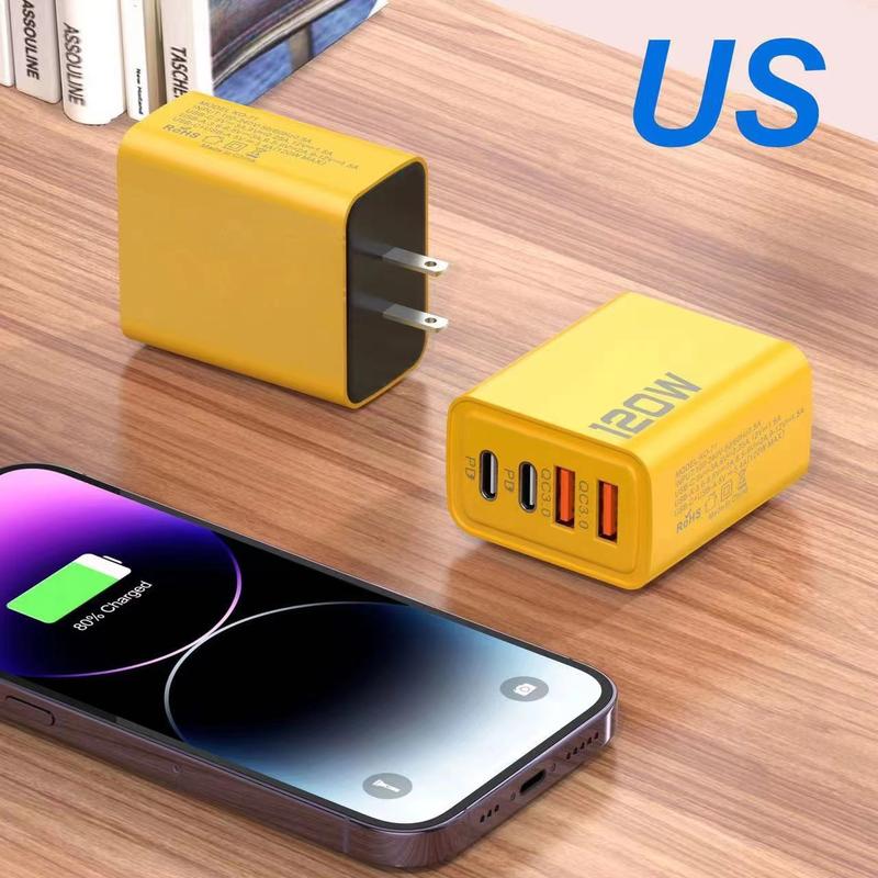 Product Introduction of Bộ sạc sạc nhanh,  USB kép + Type-C kép, Sạc nhanh PD Nhiều Cổng, Tiêu chuẩn Hoa Kỳ và Châu Âu, Tương thích với các thiết bị đầu cuối sạc Phụ Kiện Phone 120W 13
