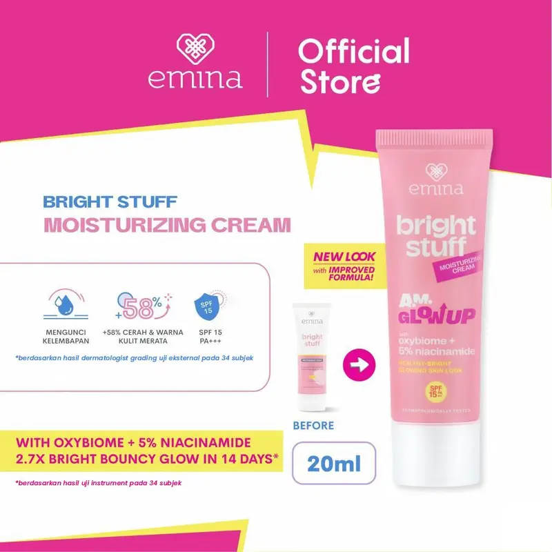 [Creator's PIck] [MUST HAVE] GLOW COMPLETE KIT EMINA BRIGHT STUFF ISI 6 (Micellar Water, Face Wash, Toner, Serum, Moisturizing Cream, Sunscreen Amino Vitamin C) Paket Lengkap Cerah Lembap Glowing 4