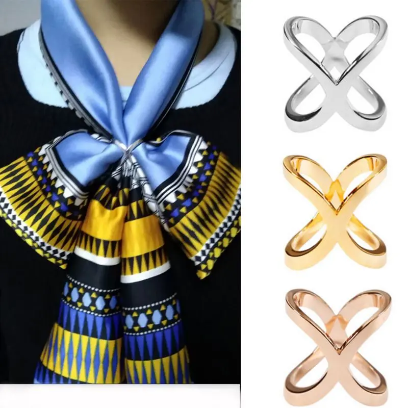[5500 Repurchase] High-End X Scarf Buckle All-Match Dual-Use Scarf Buckle Scarf Buckle T-shirt Clothes Corner Buckle Knotted Luxury Brooch Accessories Women scarf  ring