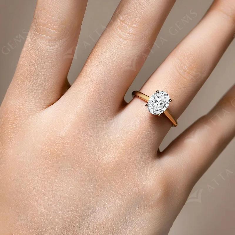Oval Cut 2.0ct D VVS1 Color Lab-Created Moissanite Ring Jewelry for Women 925 Sterling Silver Engagement Wedding Lady's Gift Luxury R112