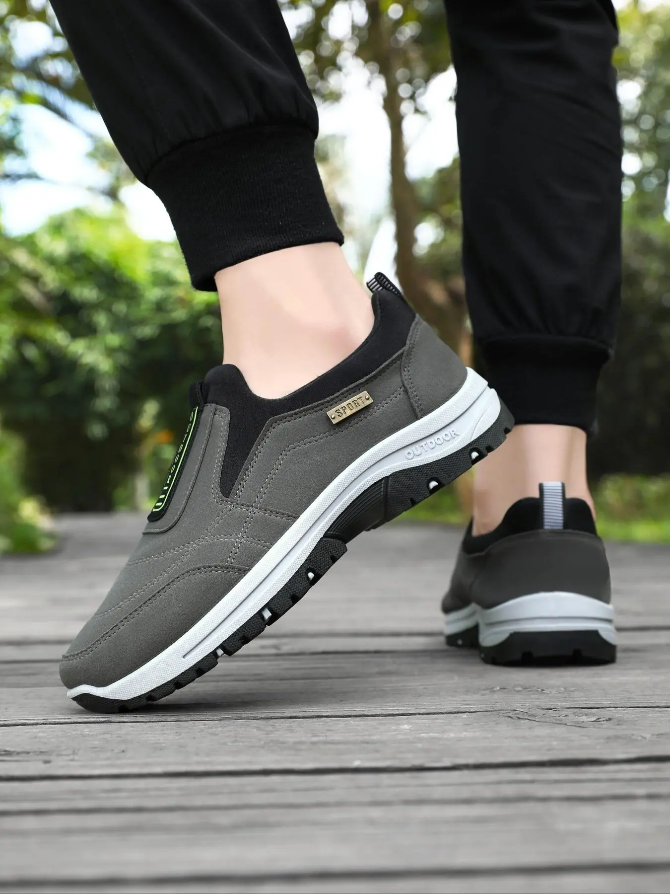 Men's Solid Color Slip on Sneakers, Casual Comfortable Walking Shoes, Outdoor Camping Casual Sports Shoes for Daily Wear, Athletic