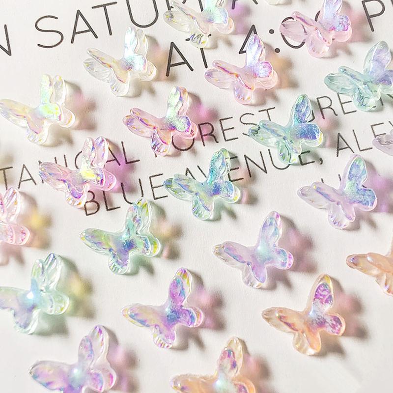 Charm Móng Tay Nghệ Thuật Hình Bướm, 30 Cái / Túi, Aurora Nhiều Màu, Đính Đá Pha Lê Resin 3D, Đồ Trang Trí Móng Tay, Đồ Trang Trí Tự Làm, Phụ Kiện Móng Tay 1