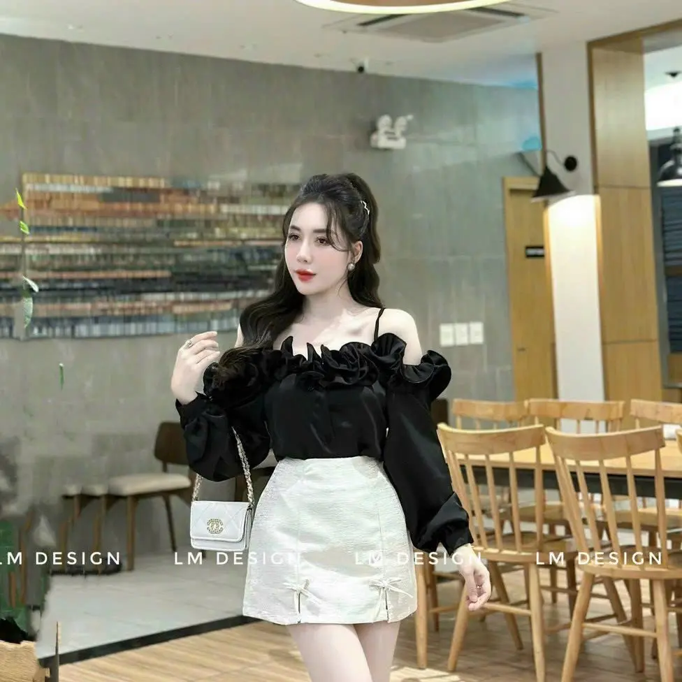 Áo bèo trễ vai dài tay xin xắn đáng yêu