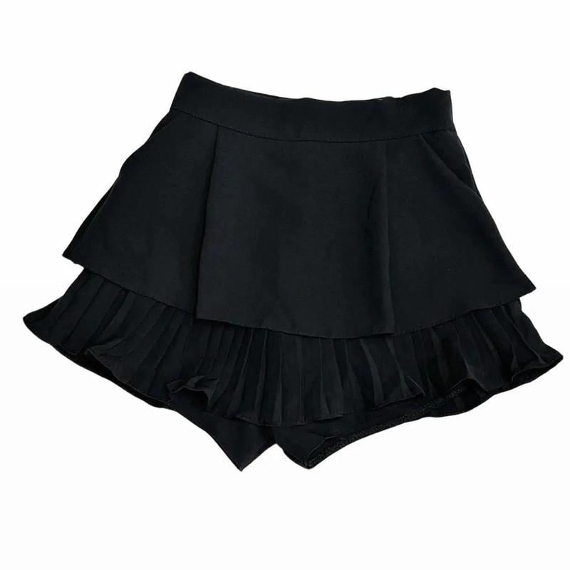 Chân váy quần Nữ 2 tầng dập li vải tuyết mưa mềm có túi ,Nhung Women Màu Trắng Voan