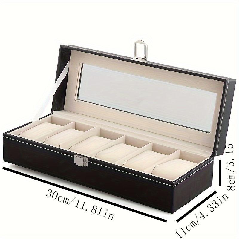 Product Introduction of Watch Bracelet Display Box, 1 Count 6 Grids PU Leather Jewelry Storage Box with Lock, Home Organizer for Living Room Bedroom 12