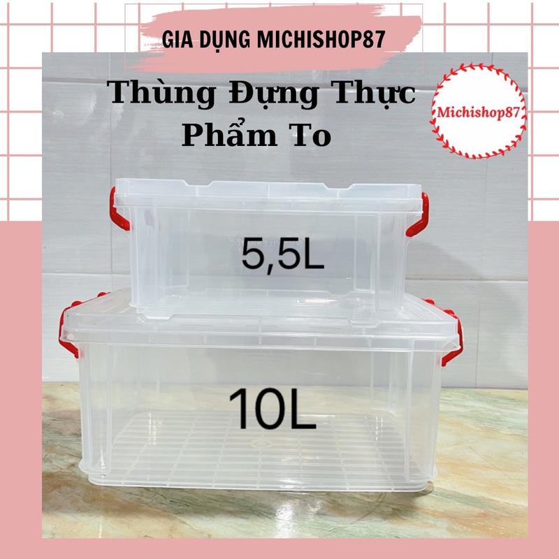 Hộp nhựa đựng thực phẩm cỡ lớn 5,5L- 10L có khoá gài nắp to chắc chắn nhựa PP Cao cấp Việt Nhật (6525/6526)