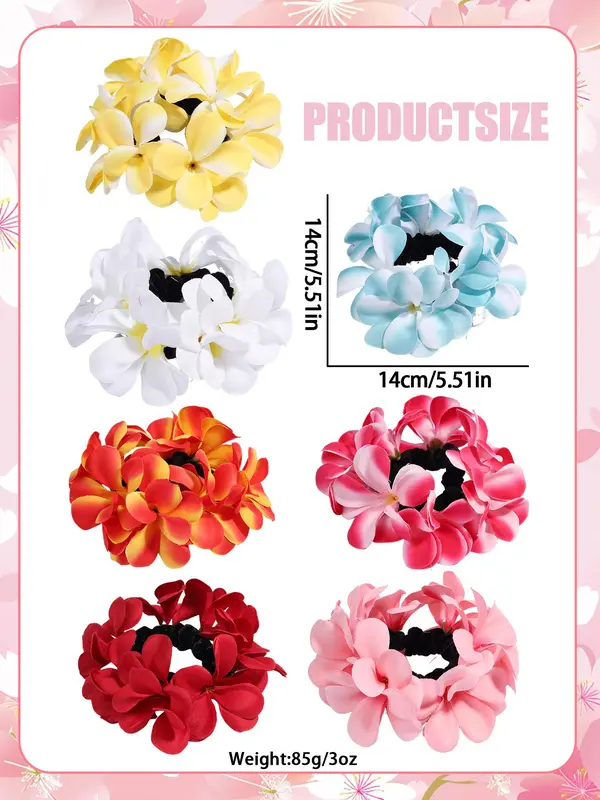 Plain Color Frangipani Scrunchies, Boho Style Hair Accessories for Women & Girls, Minimalist Headwear Suitable for Thick Hair 1