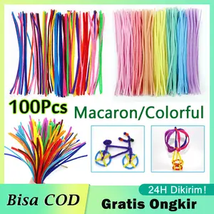 100Pcs Kawat Bulu Mercy Pastel Mix Warna 30cm /Kawat Bulu  Mainan Anak Craft Diy Kerajinan Tangan Pipe Cleaner Beludru untuk Bunga Pipe Cleaner Stem Prakarya Untuk Dekorasi dan Hiasan Import Untuk Pakaian Craft Diy Kerajinan Tangan Pipe Cleaner