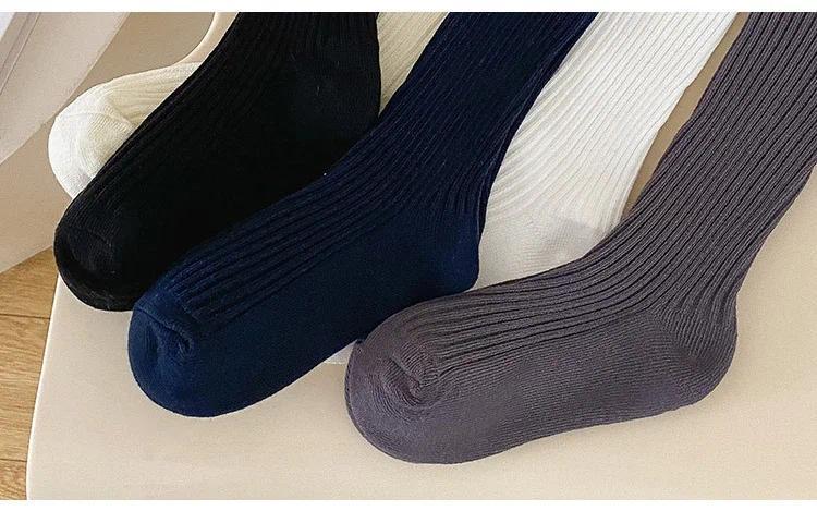 Product Introduction of Spring Autumn Soft Cotton Korean Fashion School Sock for Kids Boy Girl Simplicity Solid Color Striped Calf Sock for Children 17