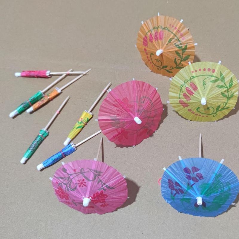 Disposable Cupcake Decoration, Disposable Umbrella Shape Fruit Sticks, Party Decoration Supplies for Home Kitchen Birthday Party 5
