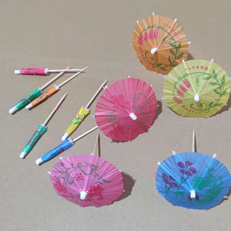 Disposable Cupcake Decoration, Disposable Umbrella Shape Fruit Sticks, Party Decoration Supplies for Home Kitchen Birthday Party 5