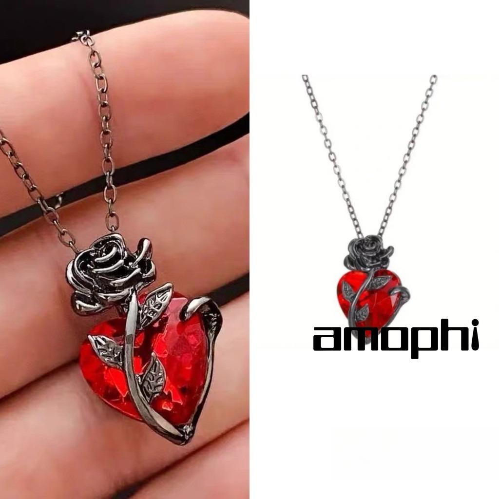 amophi Kalung European and American Love Rose Kalung Gothic Dark Design Twisted Flowers Bunga Bertelanjang Hati Rantai C271 amophi Kalung European and American Love Rose Kalung Gothic Dark Design Twisted Flowers Bunga Bertelanjang Hati Rantai C271