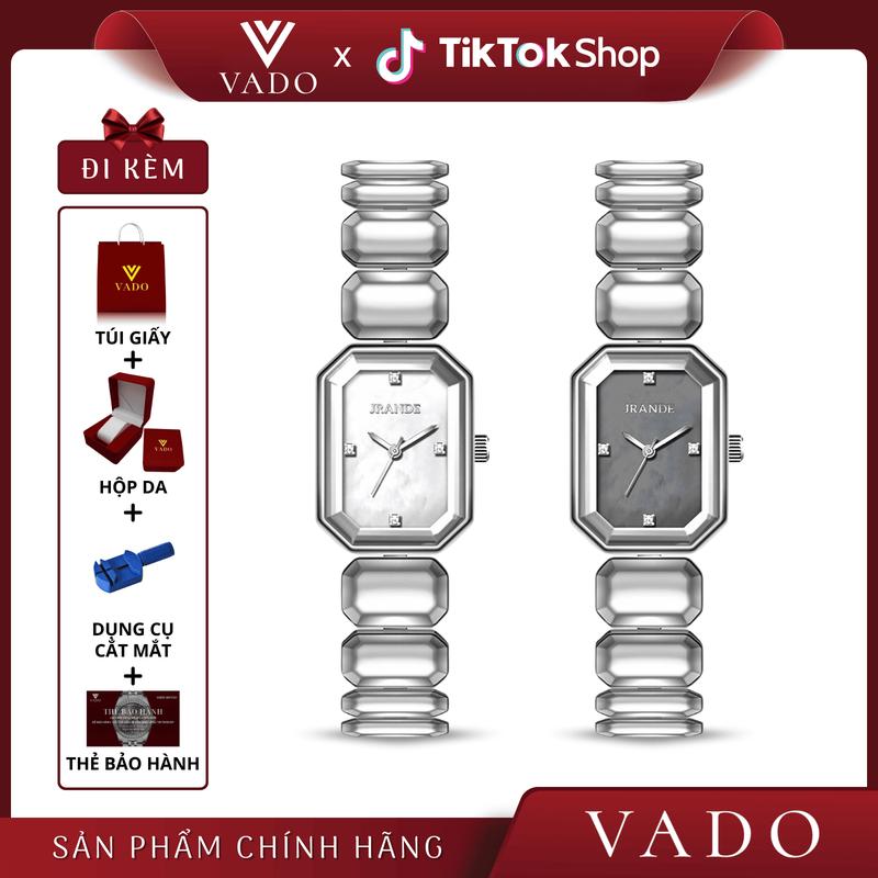 [LIVE 1 - DHJ3503] Đồng Hồ Nữ Nhỏ Xinh Mặt Chữ Nhât, Dây Kim Loại,  Mặt Số Đính Đá Sang Trọng -  JRANDE DHJ3503
