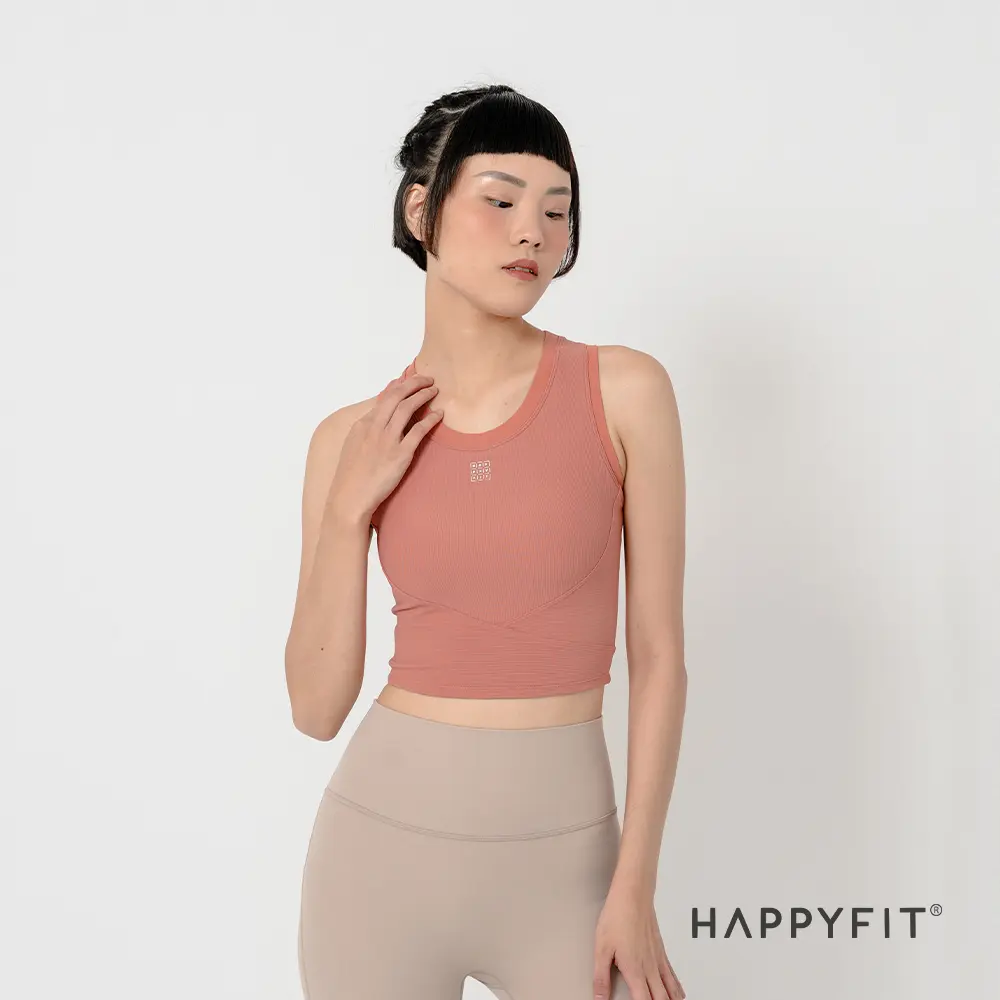 HAPPYFIT Ribbed Align Tank Bra - Bra Olahraga Wanita Sport
