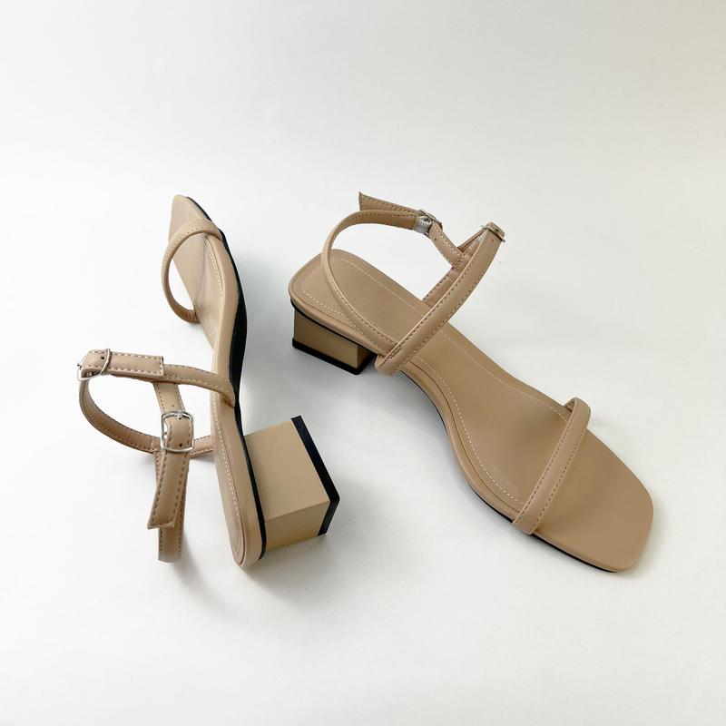 Giày Cao Gót Sandal Đi Học Mặc Áo Dài Váy Quai Mảnh Cao 3cm 3p Hishoo Quai Ngang Gót Đế Vuông VNXK Ulzzang  S052 