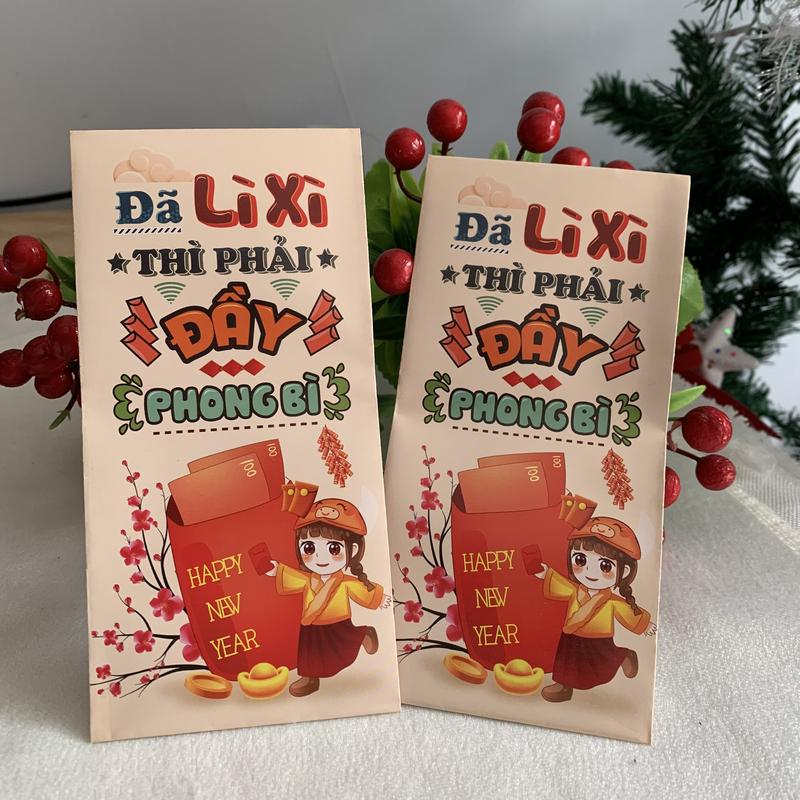 Set bao lì xì Purevess tết 2025 (2 cái) đựng thẳng đẹp vừa tờ 500K