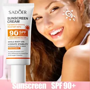 SADOER Sunscreen SPF90 PA+++ - Pelindung Wajah dan Badan, Mencegah Penuaan Dini Krim Sunblock SADOER - Whitening, Fade Spots, UVA/UVB Protection