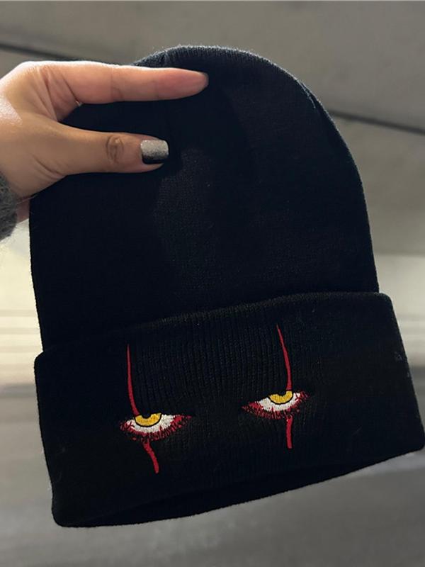 Unisex Street Style Beanie Hat with Eye Design, Casual Trendy Warm Beanie Hat, Fashionable Knitted Beanie Hat For Fall & Winter 5
