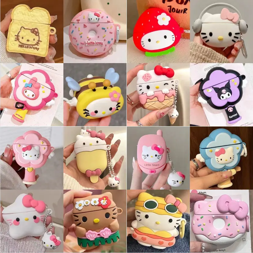 For Apple Airpods Pro 2 Cartoon cute Melody Kuromi three-dimensional protective cover Air Pods 3 earphone cover Apple Air Pods1/2 silicone protectivecase