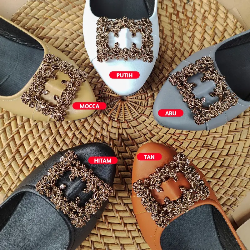 Flatshoes Jumbo Kurnia Big Size 41 42 43 44 45 V038 Hitam Karet 1