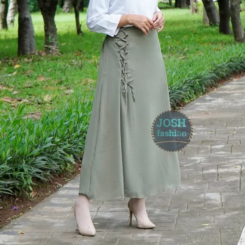 Rok simpul korea little A-Lline/Rok aesthetic cringkle airflow premium Karet Muslim Panjang 6