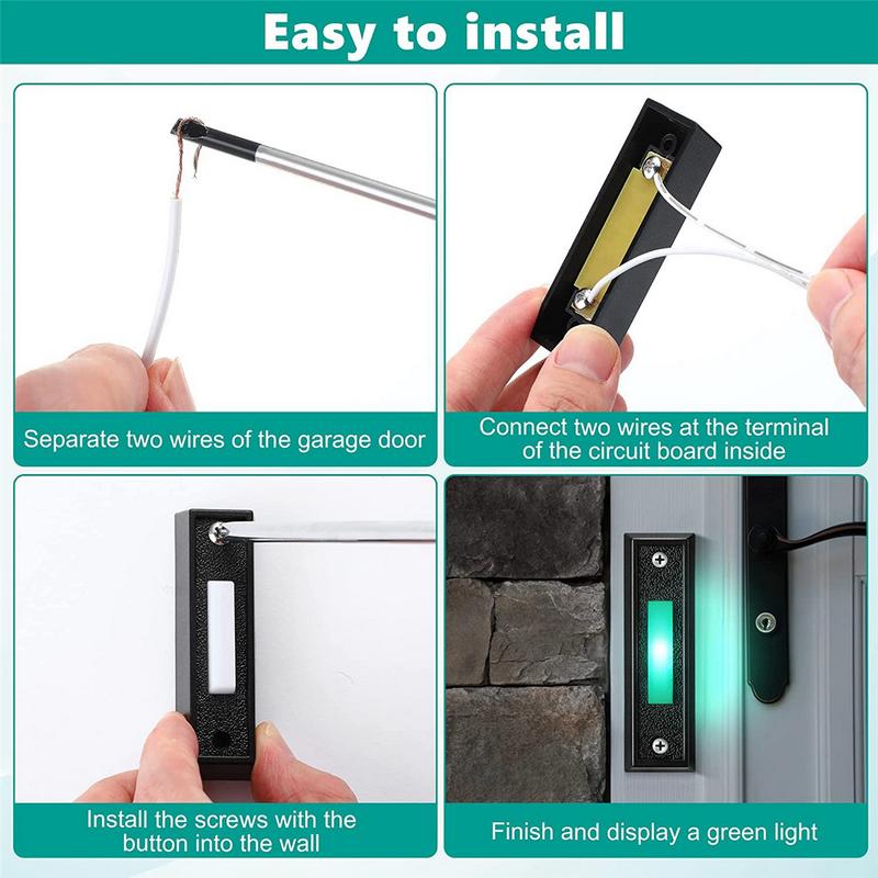 1PCS Wired Doorbell Button with LED Light, Replacement Of Doorbell Ring Button, Wall Mounted Door Opener Switch 7