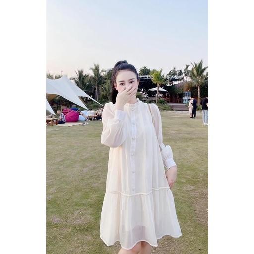 Váy bầu thu đông voan lụa cao cấp sang chảnh B05