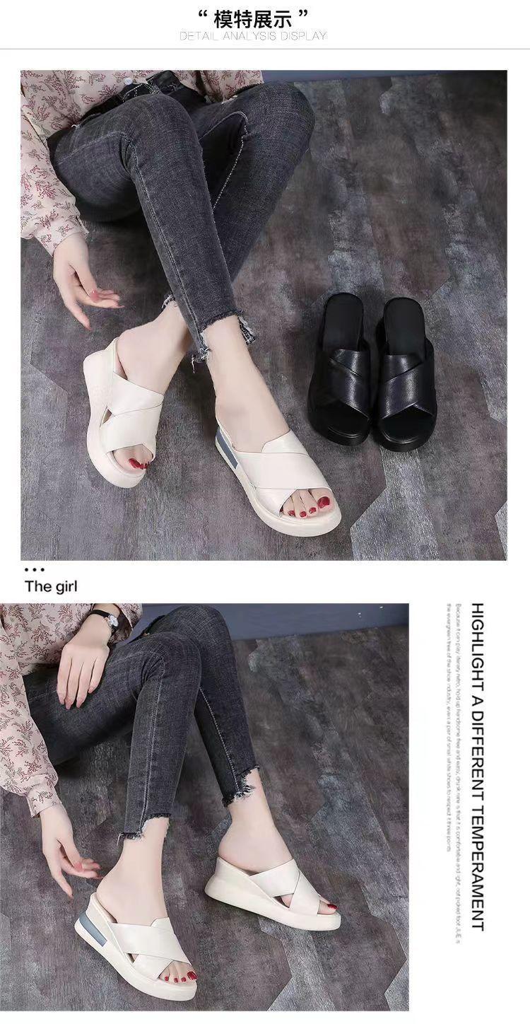 Product Introduction of Dép Đế Xuồng, Da Thật Mềm, Dành Cho Nữ, Thích Hợp Cho Mùa Hè, Có Thể Mặc Ngoài Trời, Hàng Mới Về 2024, Dép Dễ Phối Đồ Giày Đế Xuồng Cao Gót, Giày Đế Xuồng 4