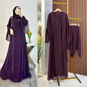 Luna Abaya Bahan Ceruty Babydoll Full Puring Aplikasi Swaroski Mewah Abaya Remaja Terbaru 2026 Pakain Wanita Muslimah - brungedy, S