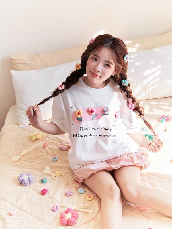 AB HOUSE - Áo thun 250gsm FLOWERS form rộng thời trang nam nữ Unisex Top Cotton