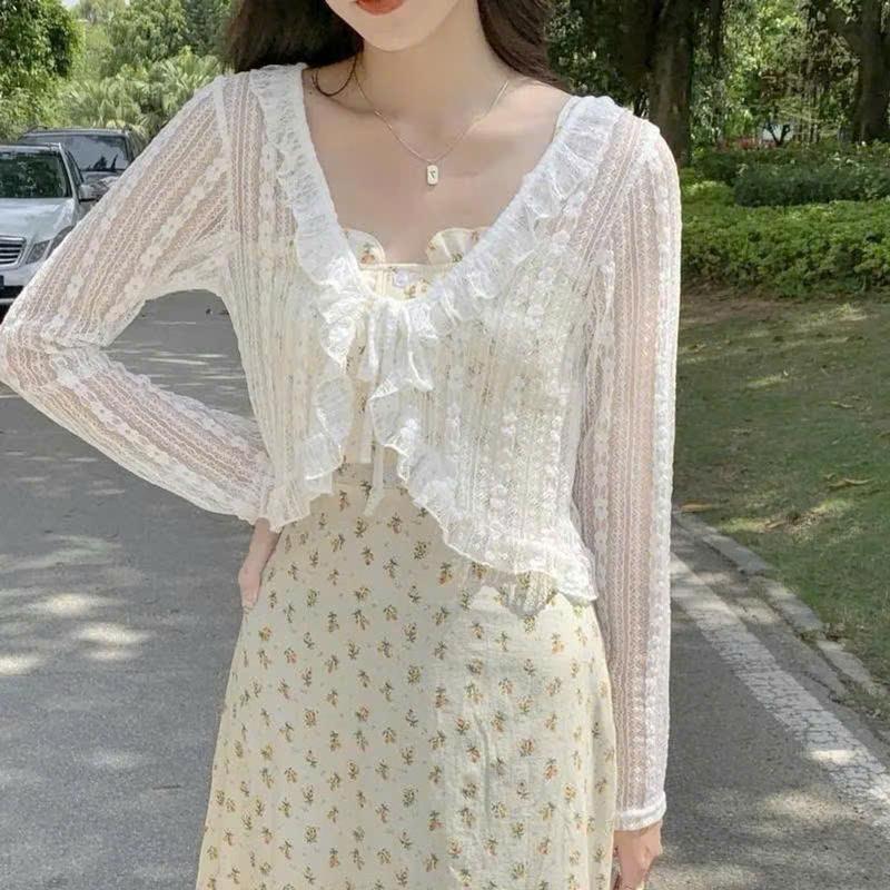 Áo Khoác Len Mỏng Tay Dài Lỡ Thiết Kế Bèo Điệu Đà, Chất Liệu Len Nhẹ Mềm Mại, Co Giãn Thoải Mái, Phù Hợp Dưới 53kg, Lựa Chọn Hoàn Hảo Cho Các Dịp Đi Làm, Đi Chơi Và Dạo Phố Nữ Women