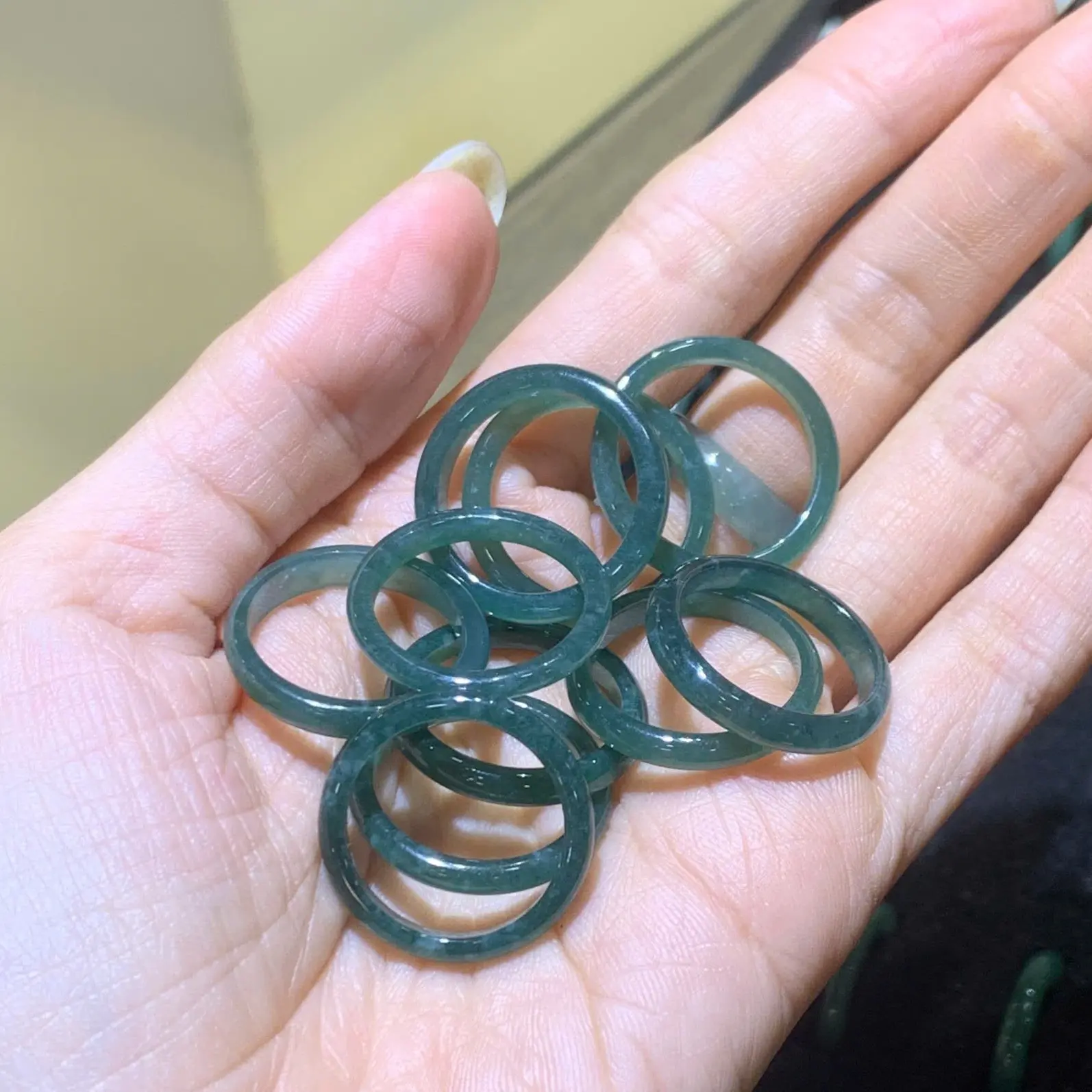 Nhẫn đá Lam Ngọc màu Đậm, bản nhẫn dày + mỏng đủ ni 16mm tới 20mm phù hợp cho nam nữ
