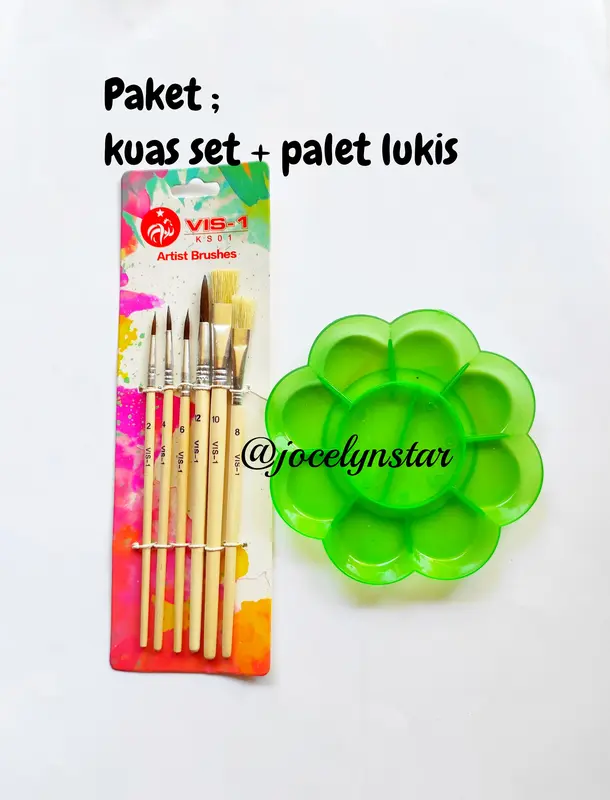PAKET Melukis ( palet dan kuas 1 set), kuas lukis dan palet lukis 1