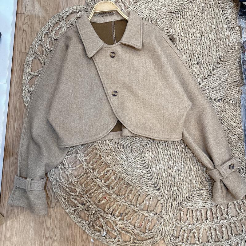 Áo khoác dạ ép dáng croptop tay bồng