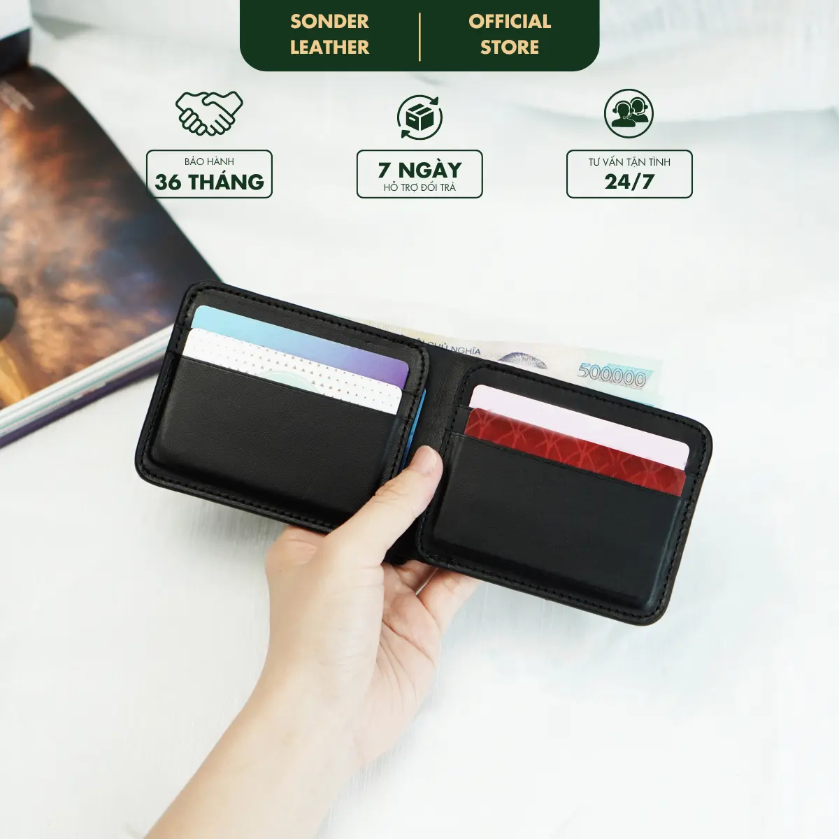 Ví nam da bò thật Kane ví da nam mini nhỏ gọn, ví da mini cao cấp nhỏ gọn chất da bò láng mịn