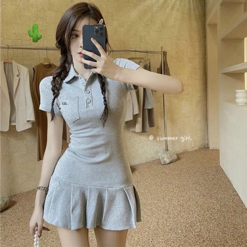 < SẢN PHẨM ĐANG THỊNH HÀNH  - BEST SELLER >    đầm polo thiết kế xếp li xinh xắn K32 3