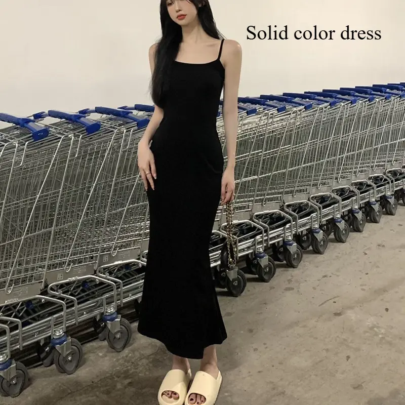 Y#0925-09Strap dress, summer sleeveless waist cinching, pure sensuality, hip hugging spicy girl tight skirt Casual Womenswear