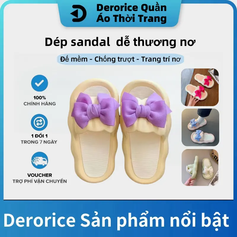 Dép sandal đế mềm dày 、bên ngoài dễ thương nơ 、mùa hè dành cho nữ DéP Slipper Có Quai Women