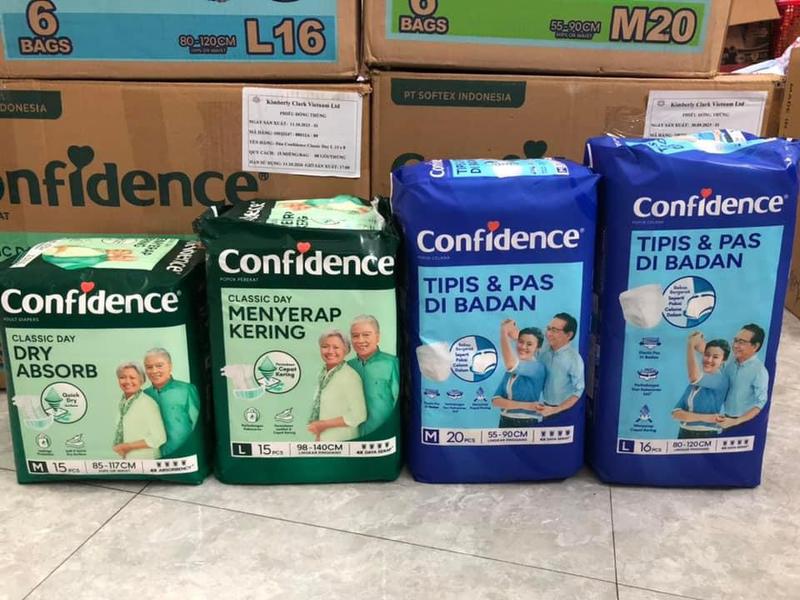 Bỉm/tả người lớn hoặc cho mẹ sau sinh Confidence Slim & Fit Dán ( M15/L15 ) và Quần ( M20/L16 )