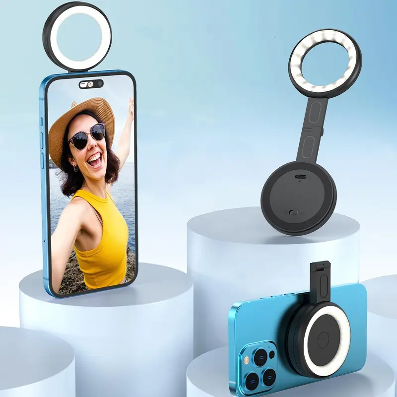 Magnetic Selfie Light for iPhone Magsafe, Portable Phone Ring Light for Video Recording, Rechargeable Lightweight Travel LED Cell Phone Light 0