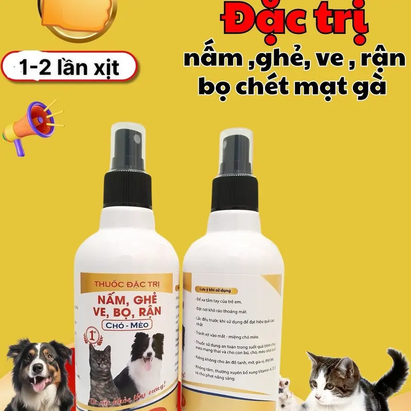XỊT ĐẶC TRỊ NẤM GHẺ VE RẬN CHÓ MÈO 0